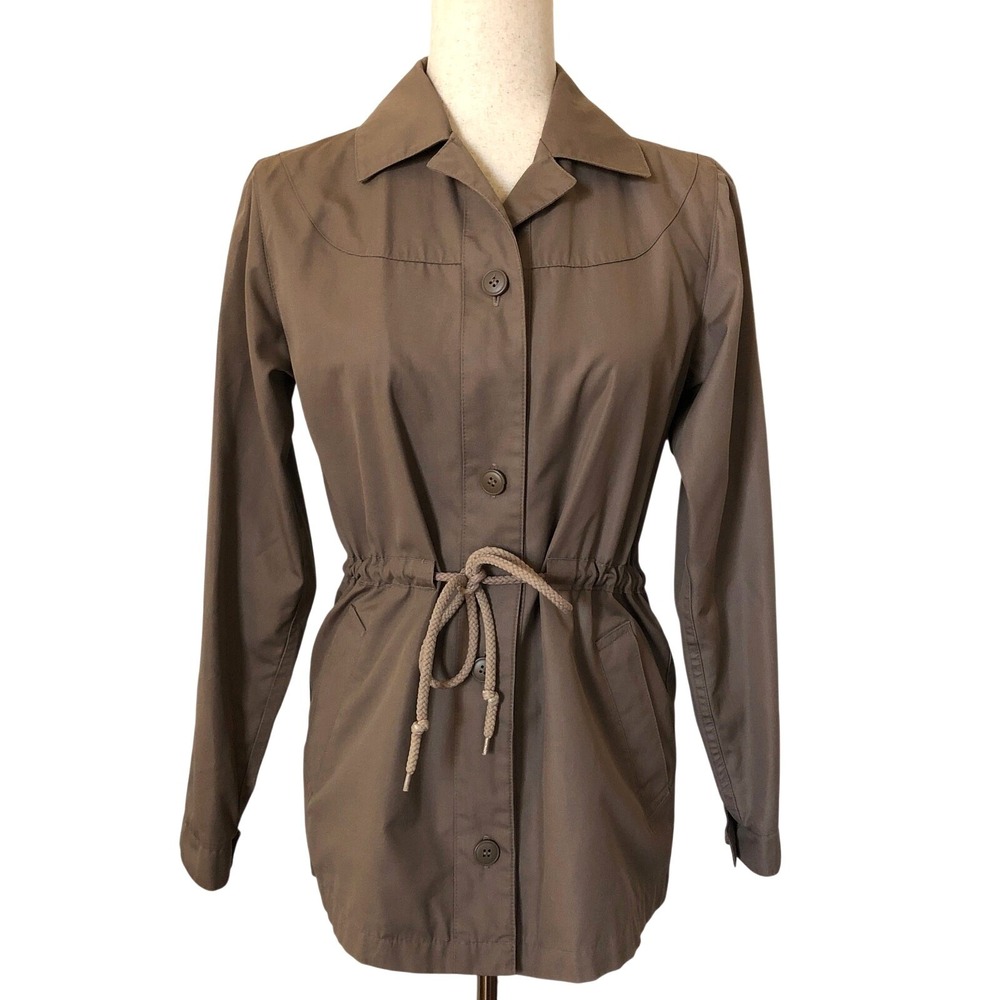 VTG Misty Harbor Short Trench Coat Rain Jacket 6 Small Tan Minimalist Preppy 90s